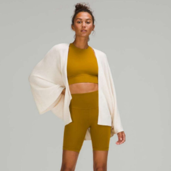 lululemon athletica Sweaters - Lululemon Cashlu™ Knit Textured Wrap sweater Heathered White Opal size XL/XXL